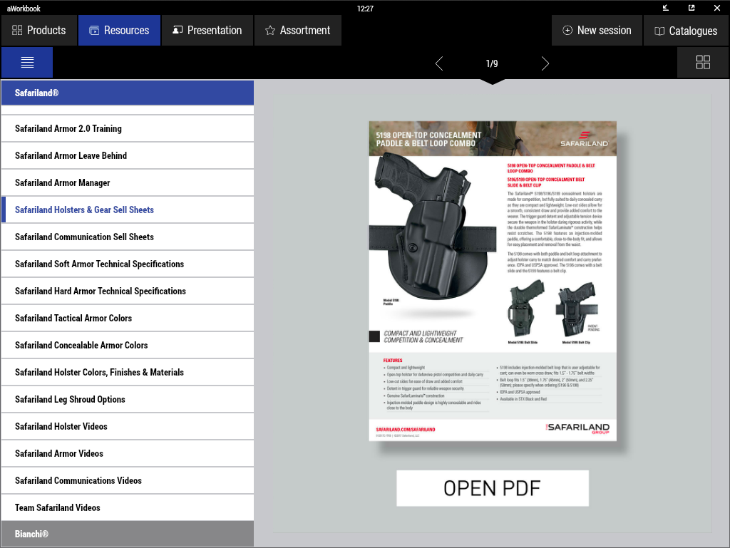 Safariland® E-Catalog resource library screenshot