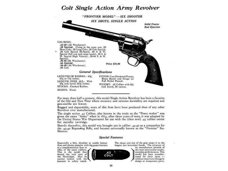 Old Colt Single Action Army Revolver Advertisment