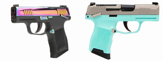 Rainbow and Robin's Egg Blue Sig P365-380 and P365 pistols