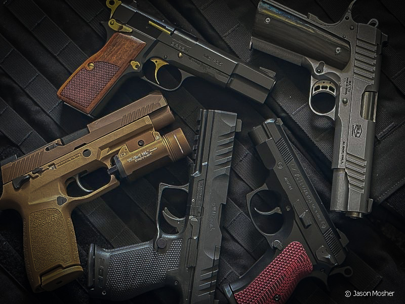 Full size handguns.
