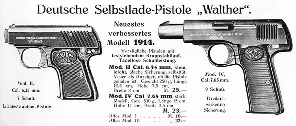 1914 Walther Model 2 and Model 4 advertisement