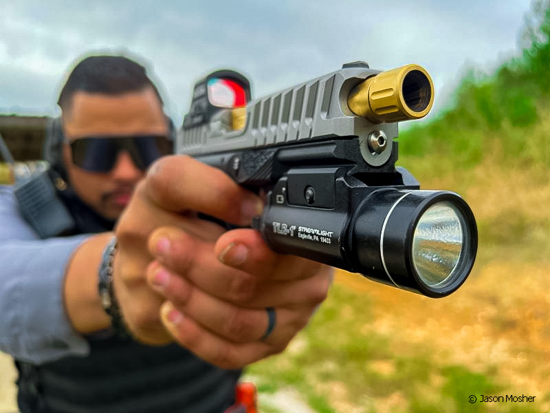 On the range with the Streamlight TLR-1 light.