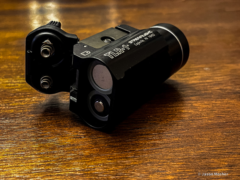 Battery compartment on the Streamlight TLR-1 light.
