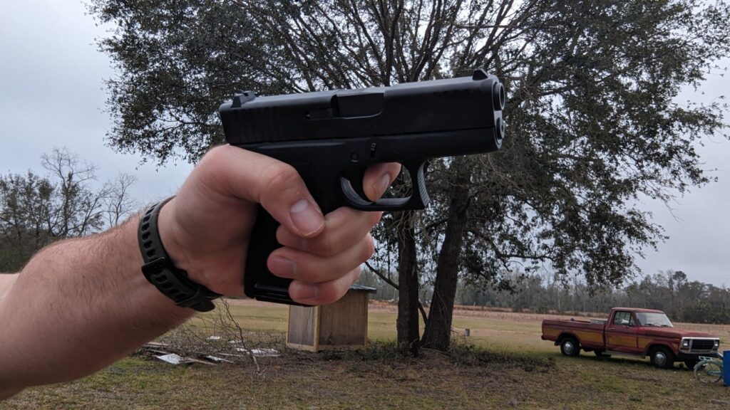 The Glock 43 shooting one hand