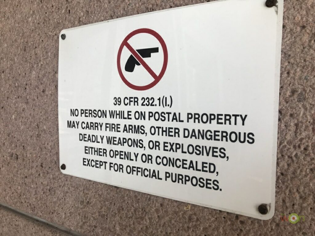 Post Office No Guns Sign