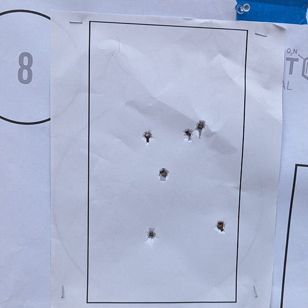 The Bill Drill requires six rounds in an IPSC/IDPA target.