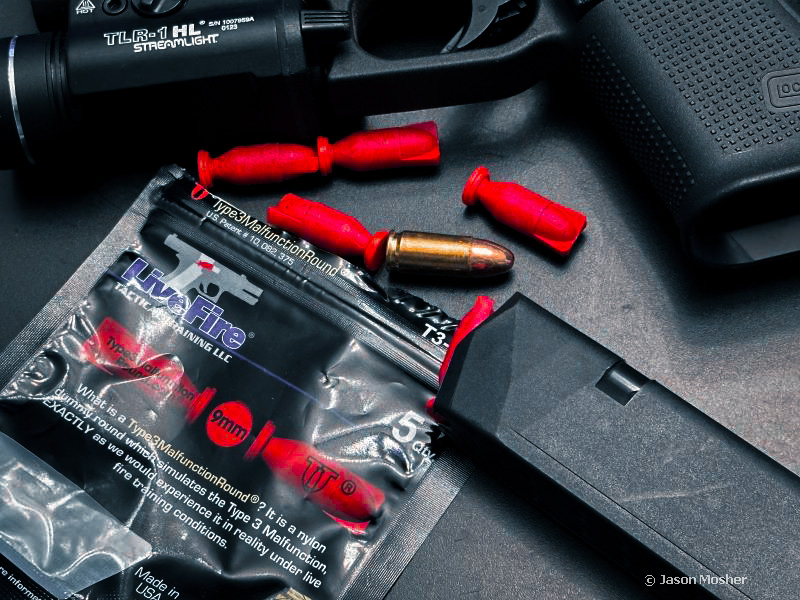 LiveFire malfunction rounds for use in shooting drills