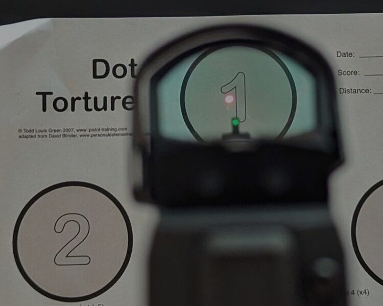 Dot torture target and red dot