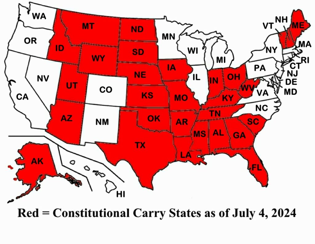 Map of Constitutional Carry States