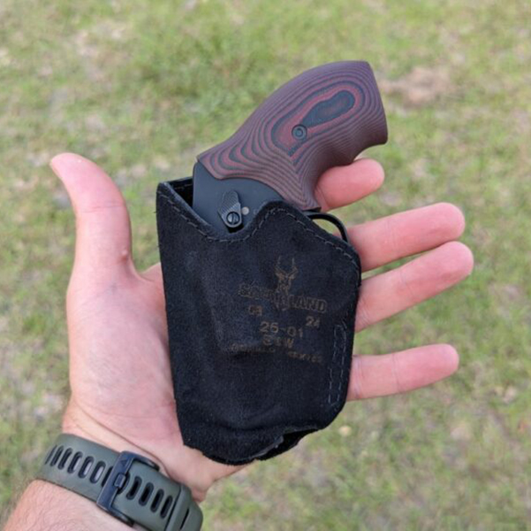 Model 25 holster with revolver