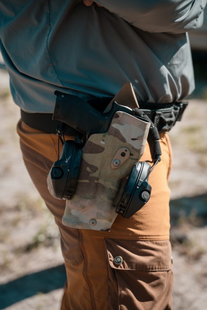 Safariland holster, Walther handgun, Safariland Liberator hearing protection