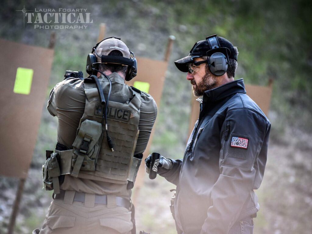 Rick Hogg with a law enforcement officer shooting the War HOGG Self Eval