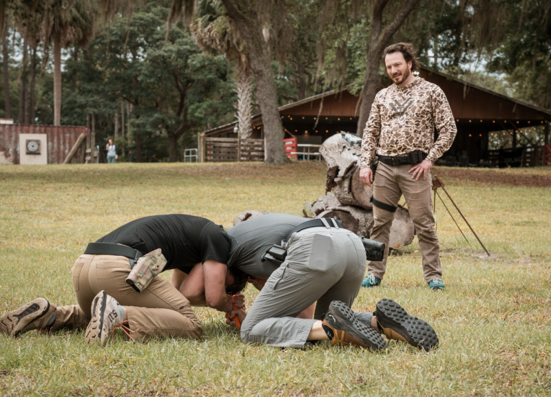 Students wrestling for firearm at the 2024 Safariland Retention training event with Full Spectrum Warriors.