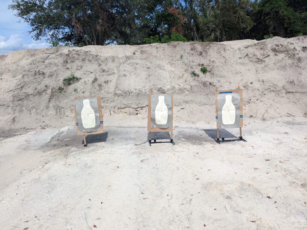 three targets set up for El Presidente drill