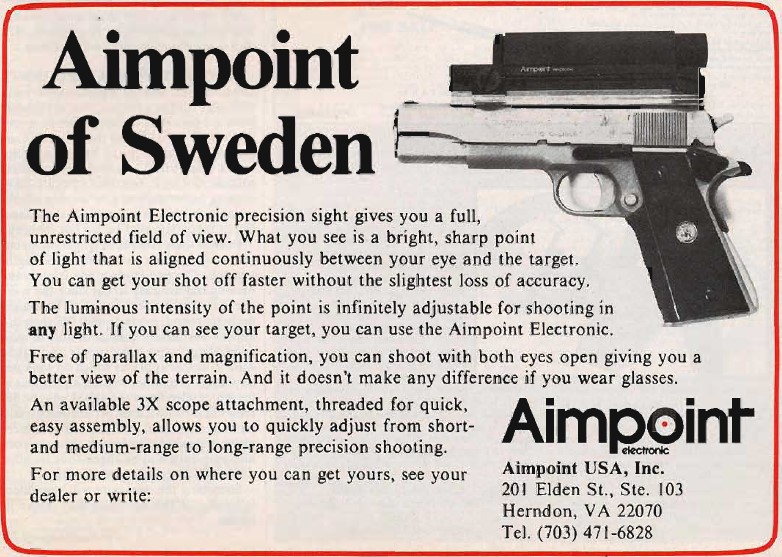 1982 Ad for an Aimpoint Electronic red dot sight