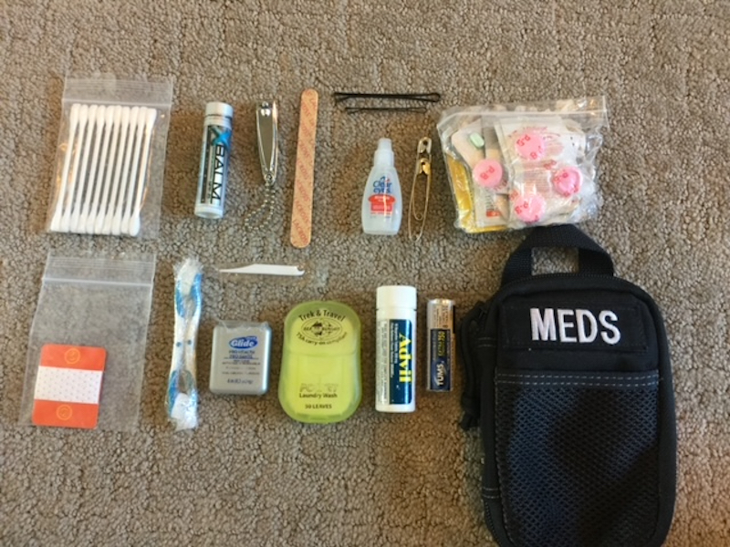 Lay out of Medical kit inside a Bug Out bag