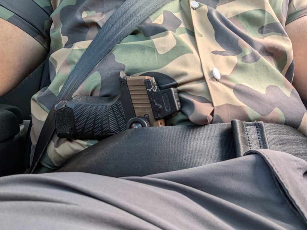 Appendix carry holster in vehicle