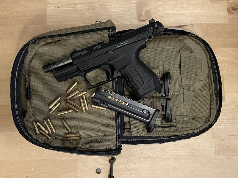 Walther P22 pistol with magazines and ammo