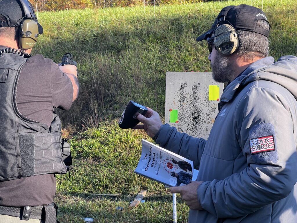 War HOGG Tactical self eval being shot by a law enforcement officer and gathering data for the firearms training notebook