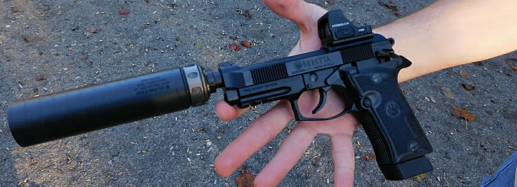 Beretta 80X Tactical pistol with a SilencerCo Spectre 9 suppressor