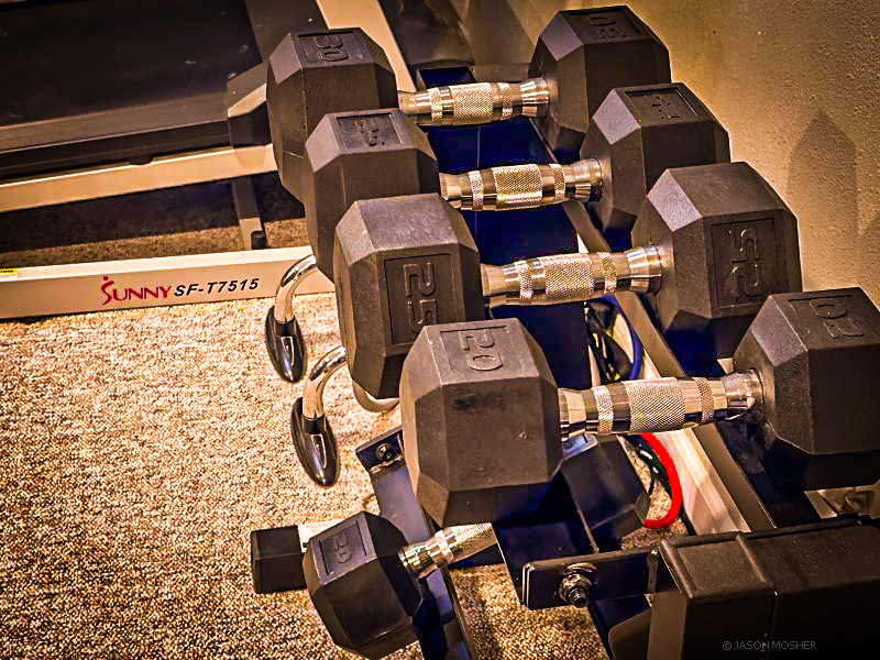 Weights in the gym.