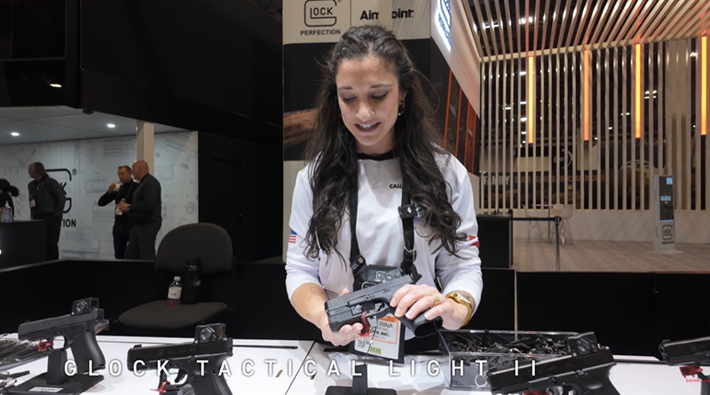 A Glock representative runs us through Glock's own proprietary weapon mounted light during our coverage of SHOT Show 2025