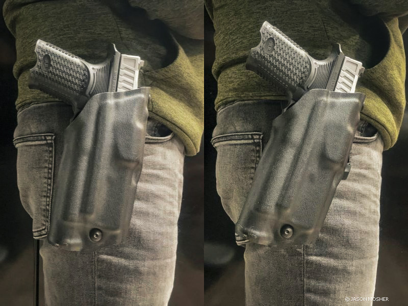 Holster cant, side by side.