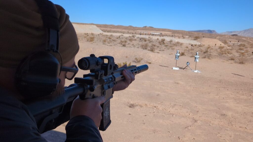 shooting rifle at range day