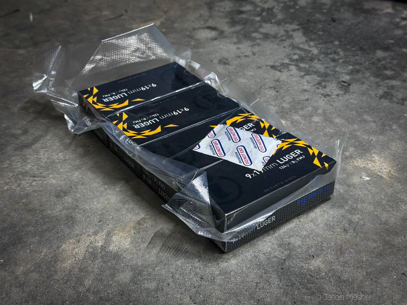 Vacuum sealed boxed ammo.