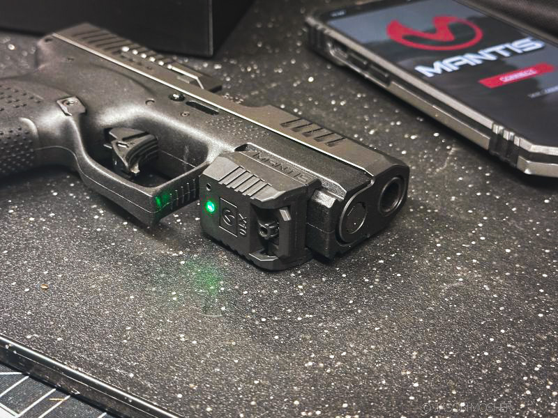 Mantis X 10 training system. Sensor on handgun, and app on smartphone