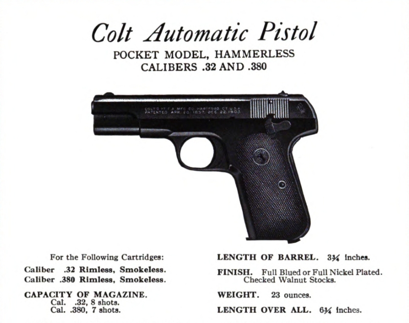 colt 1903 enclosed hammer pistol