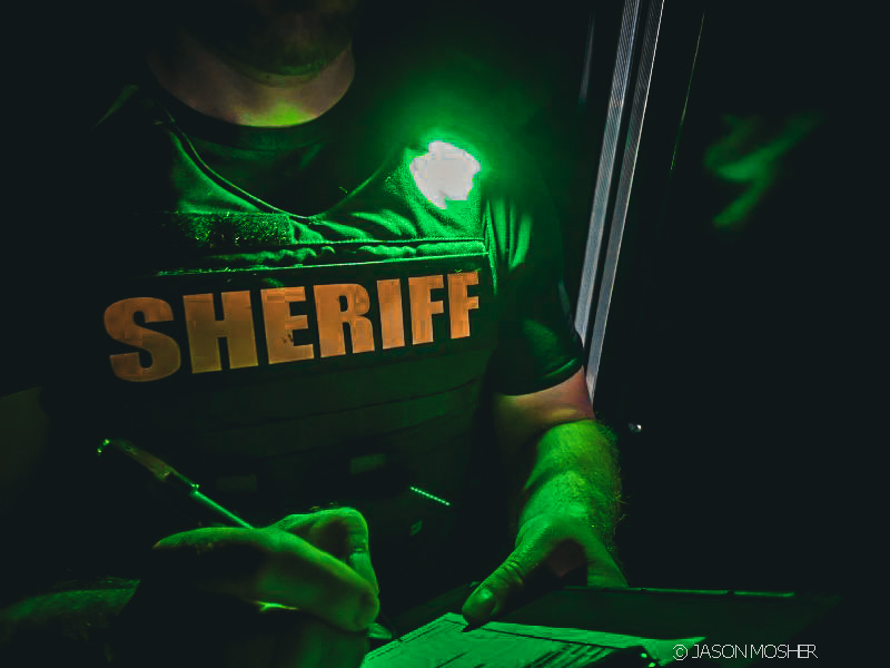 green Gear Light oh sheriff's vest at night