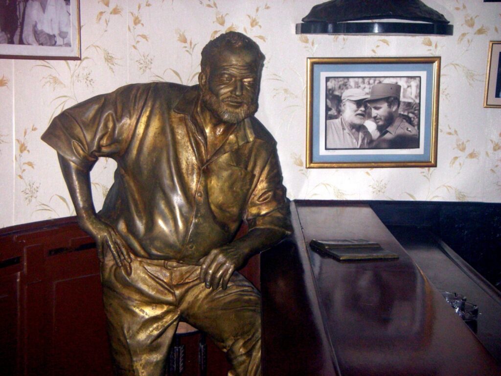 Statue of Ernest Hemingway by Cuban artist José Villa Soberón at El Floridita, a bar in Havana.