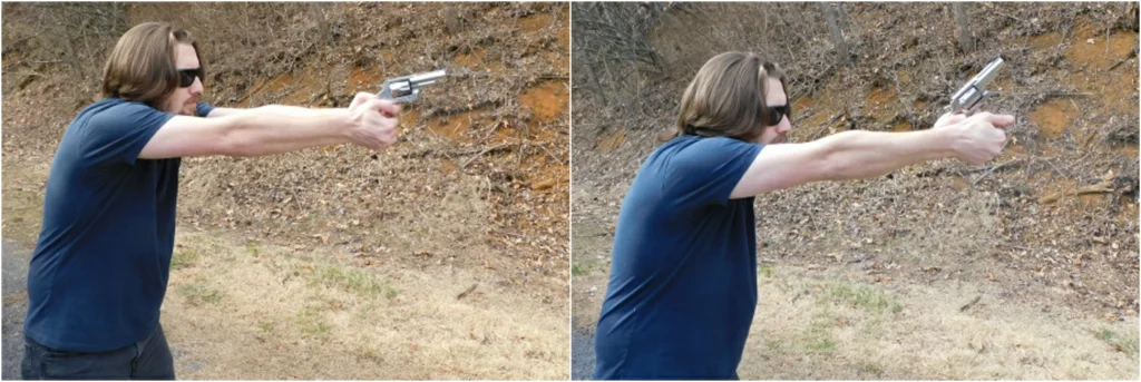 man firing a revolver