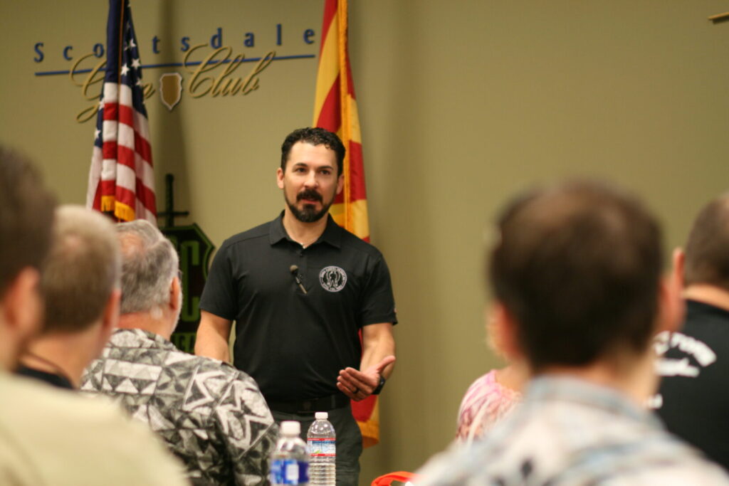 Kerry Davis of Dark Angel Medical instructing and a Direct Action Response Training Course.
