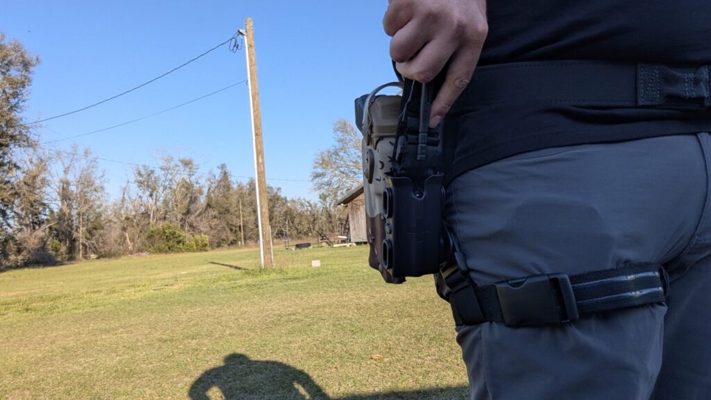 Grip-and-rip deployment of a tourniquet from the Safariland holster-mounted TQ Pouch.