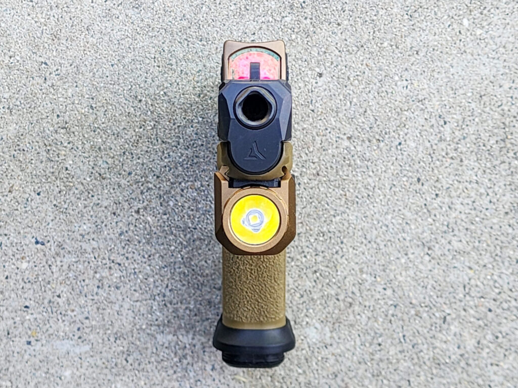 Close-up of the Radian Afterburner + Ramjet, muzzle end showing its fit and finish