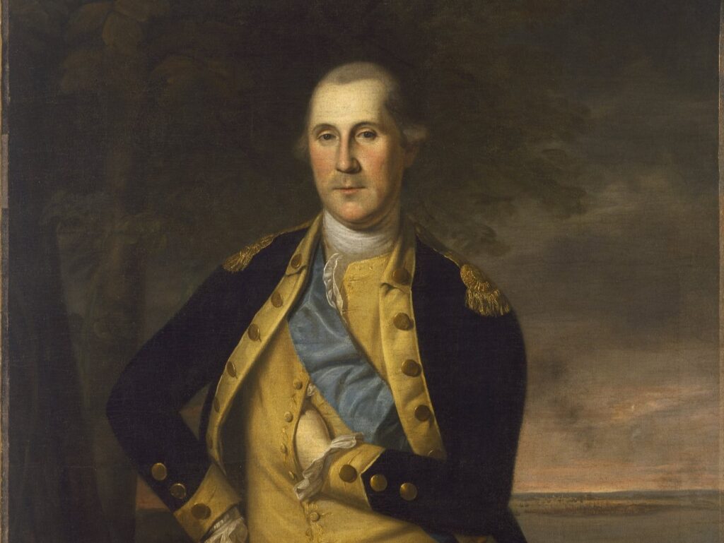 George Washington, 1776. Oil on canvas, 44 x 38 5/16 in. (111.7 x 97.3 cm). Brooklyn Museum, Dick S. Ramsay Fund, 34.1178, Brooklyn Museum. Cropped.