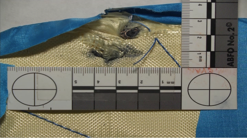 Bullet projectile captured inside body armory plate