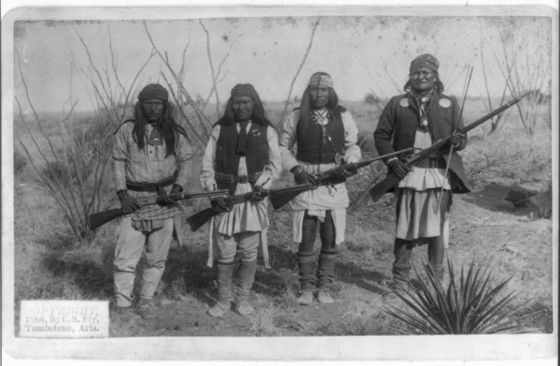 geronimo the apache warrior with braves armed with rifles