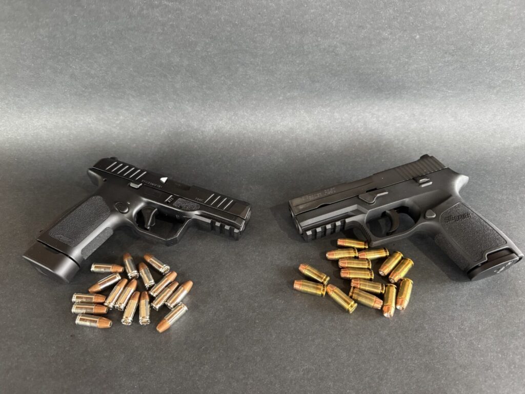 the 9mm pistol holds more rounds, the 40 s&w hits harder, and the debate continues!