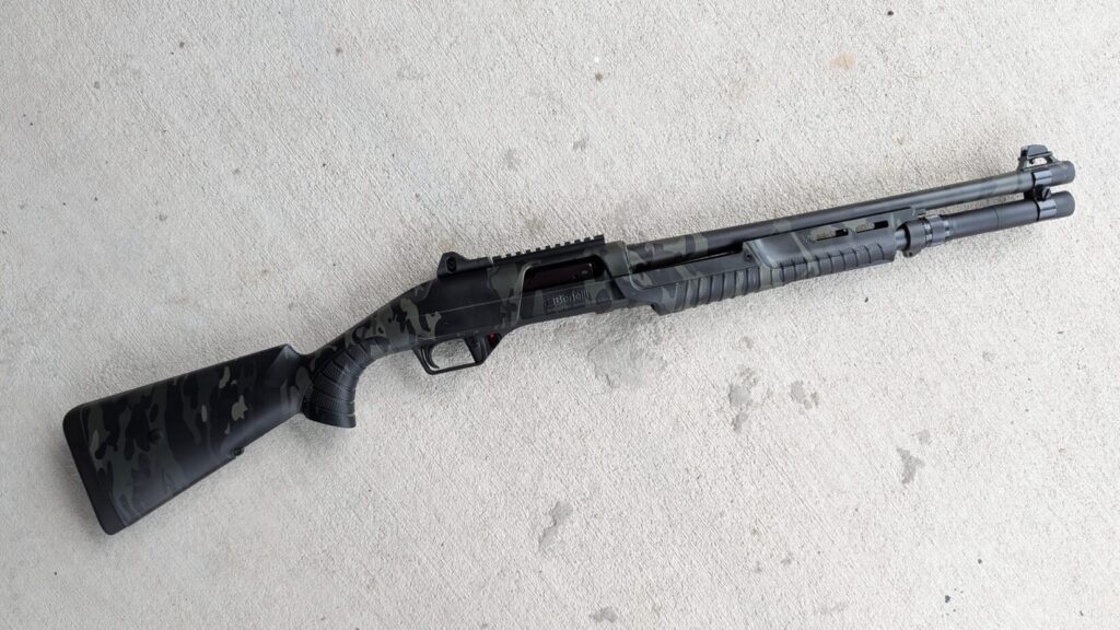 Nova 3 tactical shotgun with multicam black finish, on concrete floor