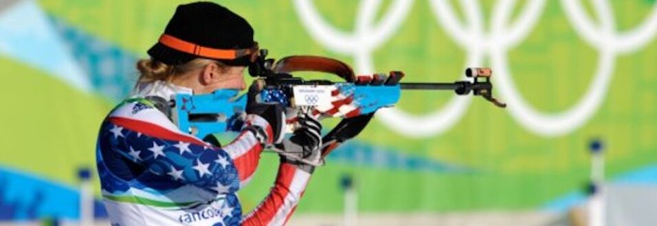 Lanny Barnes shooting at the 2020 Vancouver Olympics