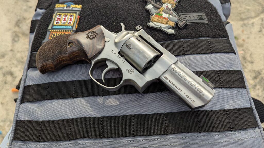 Ruger gp100 on range bag