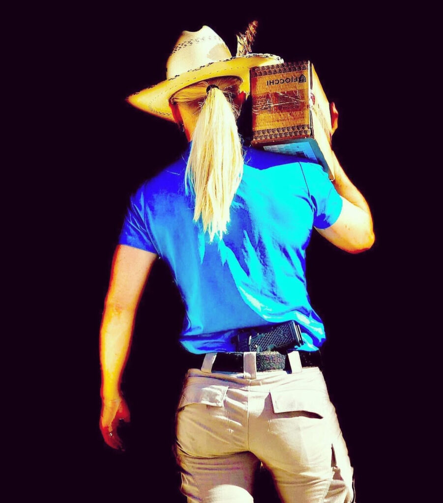 Lanny Barnes carrying a box of ammo