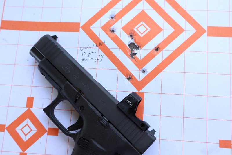 glock 48 MOS accuracy on paper at ten yards