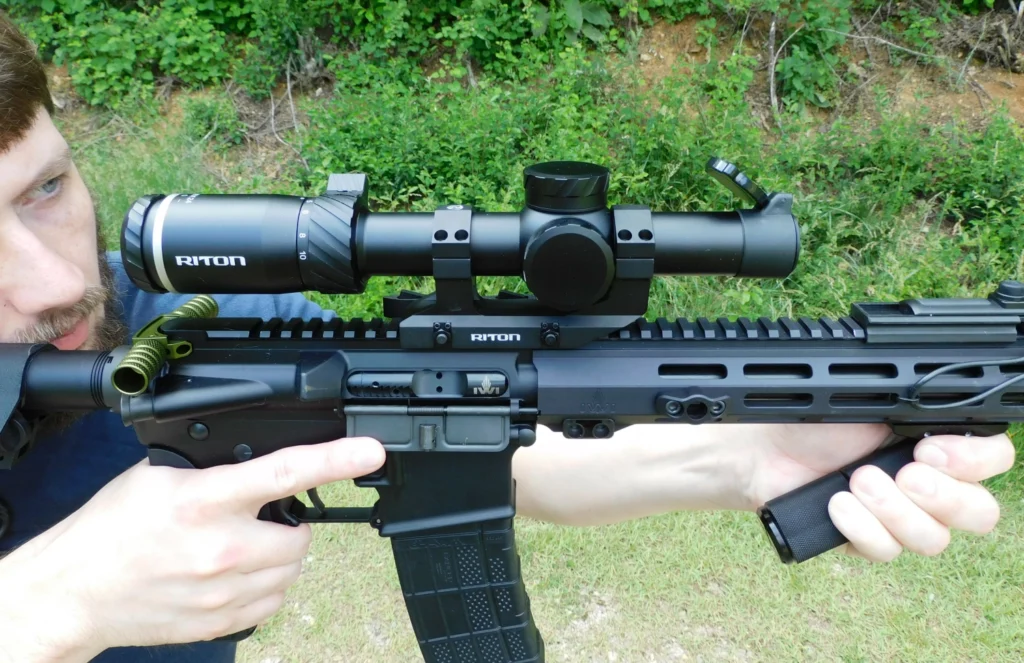 Riton 5 Tactix LPVO rifle scope on an AR-15
