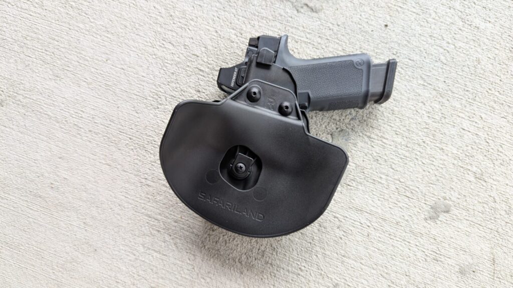 Close-up of a Safariland paddle holster attachment