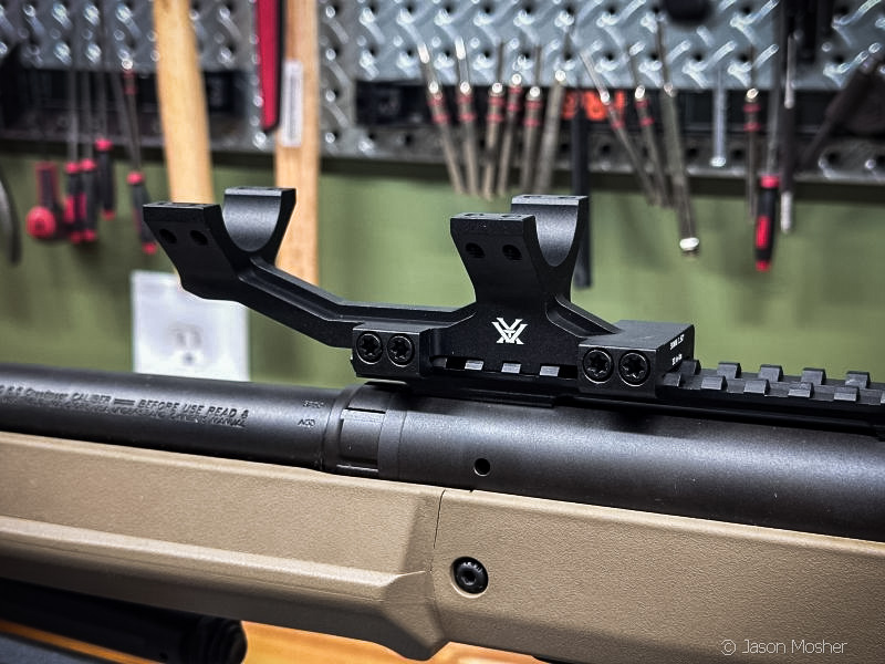 The first step in mounting a rifle scope.