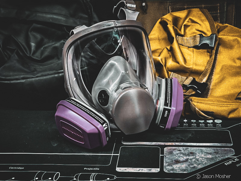 A gas mask 
